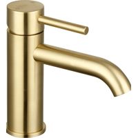 Grifo mezclador para lavabo PAINI Ortence de caño bajo en latón cepillado con desagüe clic-clac