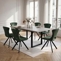 HIPIHOM Chaise de salle à manger rembourrée en tissu, structure robuste en métal noir de style griffe, coussin d'assise doux et confortables, chaises de salle à manger, Pesant 150 kg(6 chaises, Vert)