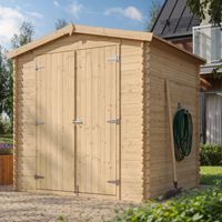 TIMBELA M343C1 Caseta de Jardín de Madera 3,53 m², Cobertizo Exterior para Bicicletas y Herramientas, Caseta de Almacenamiento con Paredes de 19 mm, Puertas Dobles, Sin Suelo