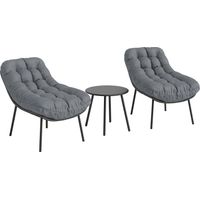 Salon résine tressée 2 pers gris – Coussins épaisseur 15 cm, meubles jardin