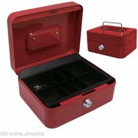 8" Secure Metal Petty Cash Box - RED