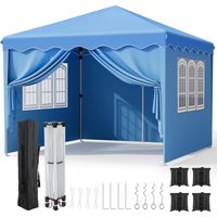 LIFERUN Gazebo 3x3m Pieghevole Impermeabile, Gazebo Esterno Resistente, 4 Sacchi di Sabbia, UV 50+ Gazebo da Giardino, Tenda da Giardino con 4 pareti laterali, per Campeggio, Festival, Feste(Blu Navy)