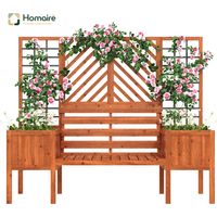 HOMAIRE Pflanzkübel en bois massif brun avec spalier, siège et espace généreux pour jardin, Hof et terrasse
