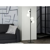Stehlampe ENOIRE 4-flammig Schwarz mit Glaskugeln in Opalweiß, Höhe 150cm