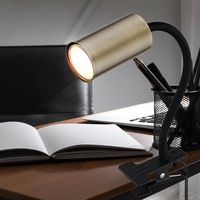 Lampada da scrivania lampada da lettura a collo di cigno con morsetto lampada da letto morsetto morsetto lampada da scrivania, plastica metallo ottone antico, 1x GU10, LxPxA 29x10x41,5 cm