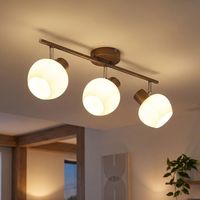 Lampada da soffitto Lampada per sala da pranzo Faretto da soffitto per cucina vetro opalino color caffè, metallo, 3 fiamme E27, LxLxH 50x12,5x17,5 cm