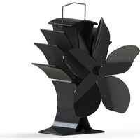Ventilateur de poêle à 5 pales avec fonction de chauffage et d'économie de combustible – De table – Noir – Accessoires pour cheminées et poêles