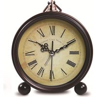 Réveil analogique rétro sans tic-tac : horloge de chevet, horloge de table vintage, silencieuse, petite horloge de table à piles, horloge de table analogique vintage pour chambre à coucher