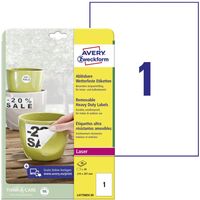 Avery-Zweckform L4775REV-20 Etiquette plastique 210 x 297 mm film blanc 20 pc(s) décollable imprimante laser couleur, i