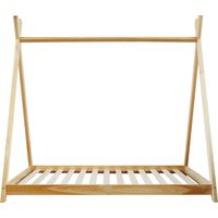 Rebecca Mobili Cadre de lit pour enfants Rideau en bois naturel 80x160 Chambre d'enfant