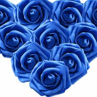 ZOLGINAH 50PCS Rose Bleu Artificielle Tête de Fleur Bleu Saphir Décoration Toussaint Anniversaire Mariage Party Cérémonie Accessoire de Cheveux (Bleu Marine)