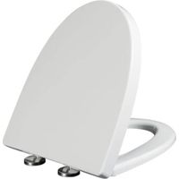 Toilet seat, elongated V-shape, with soft-close lid, easy to install and clean, white PP lid, suitable for elongated or oval toilets