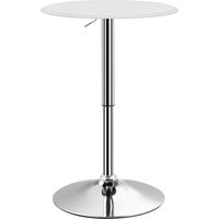 Table bar ajustable 360° Mesa alta cocina comedor Ø63x67-93 cm Blanco