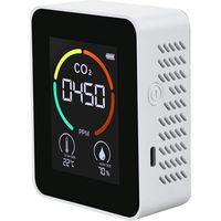 3-in-1 CO2-Detektor – CO2-Luftüberwachung – Kohlendioxid-Detektor – Luftqualität – Temperatur und Luftfeuchtigkeit – für Zuhause, Büro, Gewächshaus, Lager – Weiß