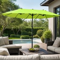 Sombrilla Doble de acero y poliéster verde 460x270x240 cm con manivela, parasol exterior para jardín y terraza