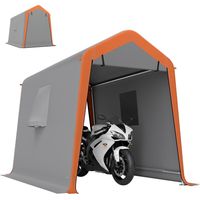 Abri de garage portable 2,4 x 1,8 m pour voiture, étanche, avec porte enroulable zippée, fenêtres, protection UPF 30+, gris clair