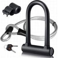 Antivol en U pour vélo U + câble antivol en acier avec support 2 en 1 antivol de vélo en U flexible câble en acier
