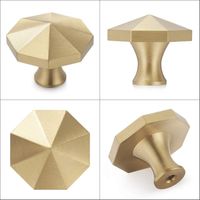 Lot de 10 Bouton de meuble en laiton, Design octogone doré, Pour armoire cuisine salle de bain