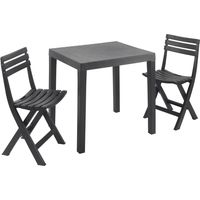 Progarden Balkonmöbel-Set Club anthrazit 3-teilig polypropylen Balkon Set