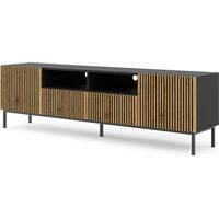 Mueble TV 2 puertas 2 cajones 200 cm Philaé Madera y Negro
