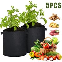 (S5 15 gallons) 5 sacs de culture en feutre pour légumes, pots de plantation pour pommes de terre et tomates, accessoires pour la plantation de fleurs et de plantes en pépinière