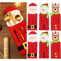Weihnachtlicher Besteckhalter – Schneemann – aus rot-weißem Vliesstoff – 20 x 8 cm