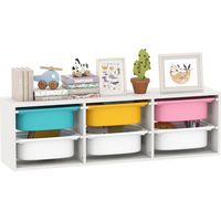 Low Height 2 Tiers Storage Organiser, Kids Toy Storage Unit with 6 Removable Bins for Bedroom, Nursery, Playroom
