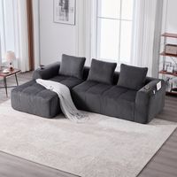 Canapé confortable Sofa Gris Polyester 253x158x61cm