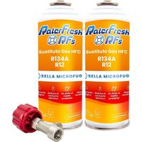 2 Botellas Gas Refrigerante Ralerfresh RFs para aire acondicionado de coche o nevera, sustituto gas R12 y R134A con Llave