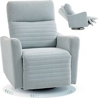 Reclining chair, relaxation chair with footrest, 360-degree swivel, reclining, 82 x 90.5 x 101 cm, gray-blue