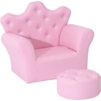 Canapé pour enfants Reposapiés Sillón Infantil Respaldo Haut en Forme de Couronne Reposabrazos Acolchado Rose 58x40,5x49 cm