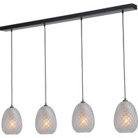 Lampe suspendue noire Pineapple 4 lumières avec verre clair - 2291-05-00-130-4
