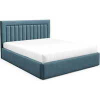 CAMILLE - Lit coffre tissu velours 140x200cm Bleu