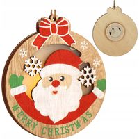 WEIHNACHTSBAUM-ANHÄNGER SANTA FÜR DEN WEIHNACHTSBAUM LEUCHTENDE HOLZKUGEL LED