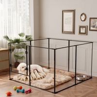 BingoPaw 8 Panels Transparent Small Animal Playpen Heavy Duty Acrylic Enclosure Dog Fence, 122 x 122 x 76.5cm