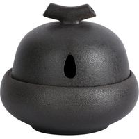 Garlic Keeper - Ceramic Garlic Container - Matte Black Finish - 4 x 4 x 3 Inches - Ventilated Design - For Kitchen Counter Storage - 1 Piece