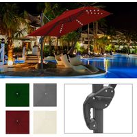 SWANEW Ombrello offset inclinabile 3x3M, ombrello pieghevole da giardino all'aperto, base trasversale girevole a 360° Protezione UV50+, LED, Rosso