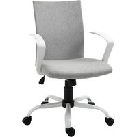 Sedia da Ufficio Ergonomica a Dondolo, Sedia da Studio Girevole, Poltrona Scrivania con Altezza Regolabile in Tessuto, 61x61x89-99 cm, Grigio Chiaro