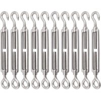 Confezione da 10 tenditori a gancio e occhiello in acciaio inossidabile 304, tenditori per impieghi gravosi M8, hardware regolabile per tende da sole per il serraggio di cavi metallici
