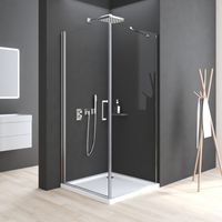 WDWRITTI Duschkabine 90x75 cm Eckeinstieg Schwingtür mit Seitenwand, Duschkabine 90x75 cm Eckeinstieg Pendeltür Dusche Duschabtrennung mit 6mm ESG Sicherheitsglas Glas Duschwand Höhe: 195cm