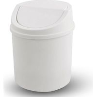 Mini Poubelle avec Couvercle, Poubelle de Table, Petite Poubelle en Plastique, Blanc