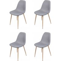 Lot de 4 chaises en tissu "Oslo" - Gris clair - L 54 x l 45 x H 87 cm - Livraison gratuite
