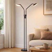 Lampada da terra a LED dimmerabile per camera da letto lampada da terra touch dimmer nero faretto regolabile, 2x 7,5W 900lm bianco neutro caldo, LxLxH 40x25,5x135 cm