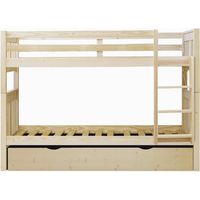 Letto a castello + letto apribile legno bianco lavato 90x190cm