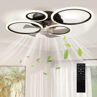 Ventilador de Techo con Luz LED y Mando – 77 cm, 6 Velocidades – Silencioso – Negro
