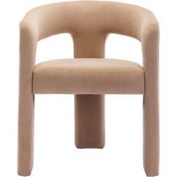 Dining Chair in Velvet Chic Armchair with Stylish Curved Backrest for Kitchen Living Room Restaurant Cafe, Khaki, Wahson