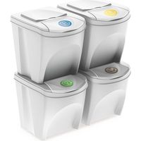 Keden Set de 4 cubos de basura KEDEN SORTIBOX papelera reciclaje, blanco roto, volumen 4x25L
