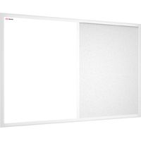 Tableau Combi 2 en 1, Blanc Magnétique Effaçable à Sec et en Liège Blanc avec Cadre en Bois Blanc 90