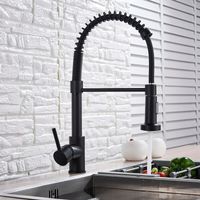 Rubinetto da cucina nero, miscelatore da cucina girevole a 360° con doccetta estraibile, 2 modalità di spruzzo, rubinetto da cucina ad arco alto