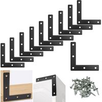 L-förmige Flachwinkel, 10 Stück, 80 x 80 mm, 90°-Flachwinkel aus Metall mit Schrauben, Flachwinkel zur Befestigung an Schränken, Möbeln, Holztischen und -stühlen, Schwarz